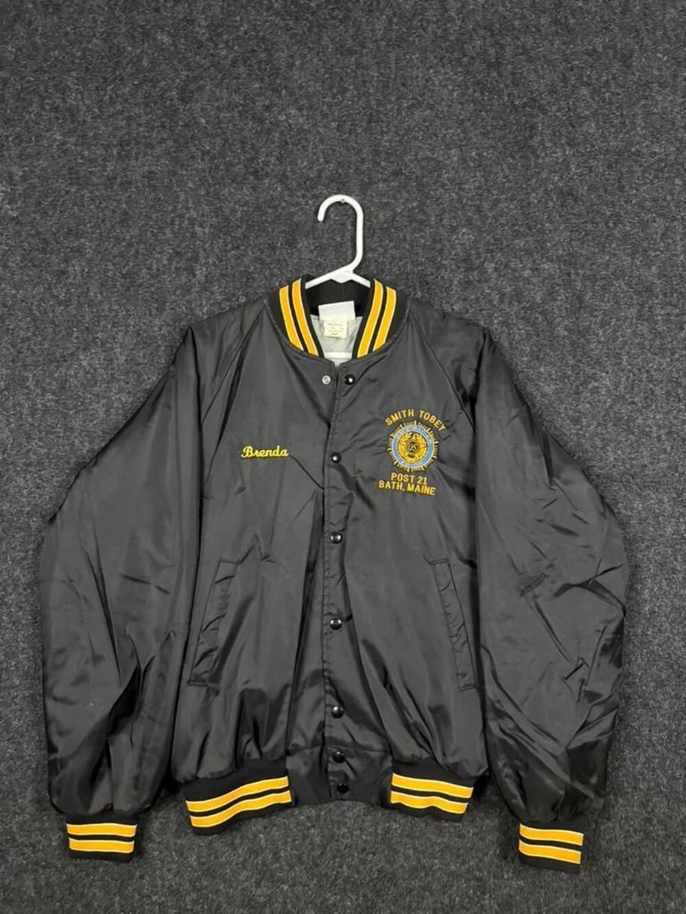 Vintage Hartwell American Legion Post 21 Satin Jacket USA Medium Brenda
